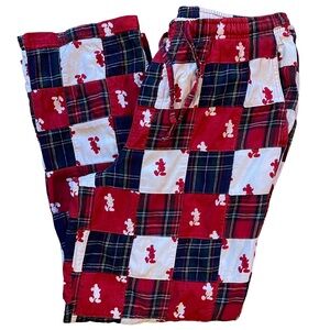 Walt Disney World Mickey Mouse Patchwork Flannel Pajama Pants, Medium